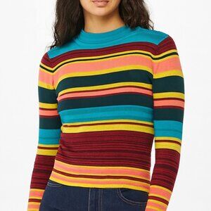 Free People Multicolor Striped Turtleneck Sweater